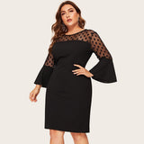 Nina Parker Dresses Sexy Mesh Flared Sleeves Fashion Slim-Fit Sheath Dress