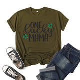Boy Mama T Shirts Clover Lucky Mama Printed Short Sleeve T-shirt