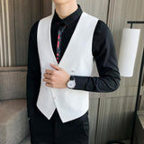 Tuxedo Vests Suit Vest Men's Trendy Personality All-Match Spring and Autumn Thin Casual Handsome Slim V-neck Men's Suit Vest