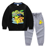 Children Pokemon Pikachu Hoodie & Pant Set Two-Piece Baby Cotton Sweater Set