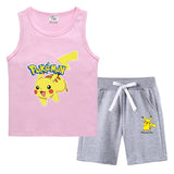 Children Pokemon Pikachu Tshirts & Shorts Vest Middle Pants Sports Casual Thin Two Pieces