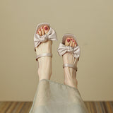 Nude Block Heel Sandals Low Heel Flip-Flops