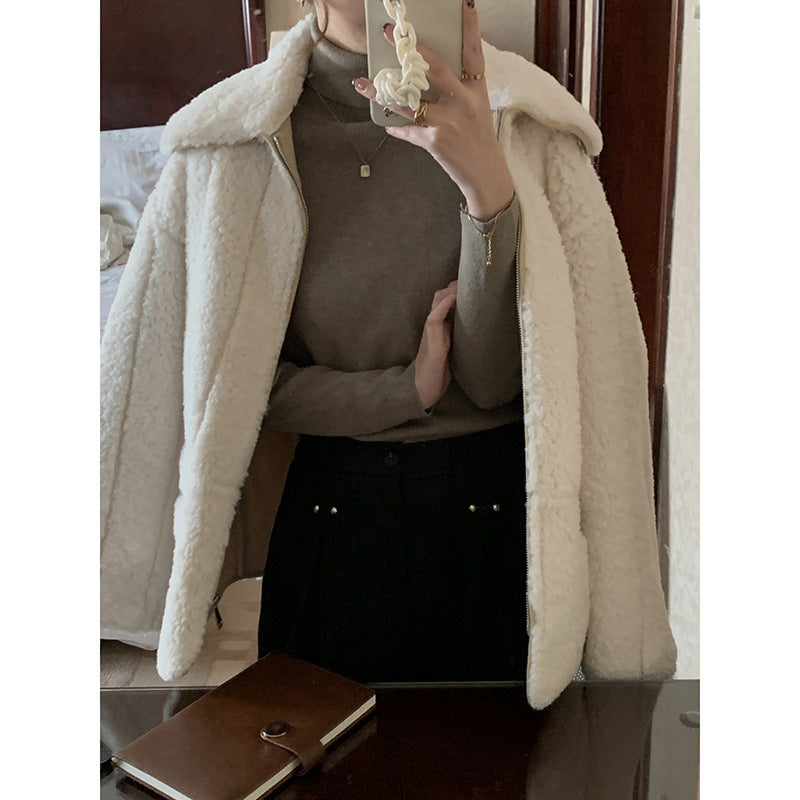 Beth Dutton Outfits Lapel Plush Coat Female Gentle Loose Small Coat
