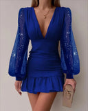 Women Exotic Dresses Spring Chiffon V-neck Pleated Dress