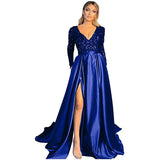 Mariah Carey See through Dress Sequined V-neck Long Sleeve Long Evening Gown