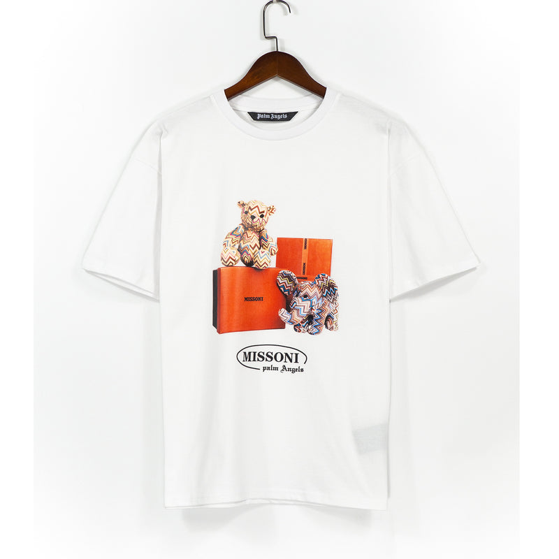 Palm Angels Short Sleeve Men's and Women's High Street Fashionable Palm Angels Angels Bear Letter Printed T-shirt Half Sleeve