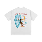 Travis Scott Shirt Spring/Summer Hip Hop Cartoon Printed Short Sleeve Heavy Loose