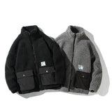 Men's Autumn Winter Coat Men's Stand Collar Lamb Wool Cotton Coat
