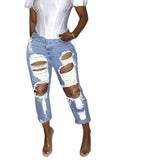 Women Plus Size Jeans Ripped Fashion Casual Ankle Banded Pants