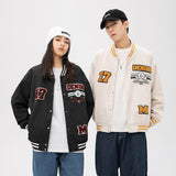 Varsity Men Plus Size Retro Sports Spring Letter Flower Print Baseball Tops