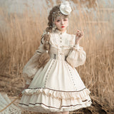 Gothic Lolita Harajuku Style Clothing Shepherd Long Sleeve Op Dress Lolita Design CLA Pastoral Style Skirt