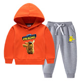 Children Pokemon Pikachu Hoodie & Pant Set Fleece Lined Padded Warm Keeping Winter Clothes Sweatershirt
