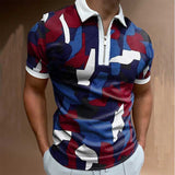 Polo Shirts Men's Zipper Color Matching T-shirt Top