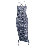 Women Summer Dresses  Mini Dress Sexy Snake Print Backless Strap Pleating Short Skirt Dress for Women