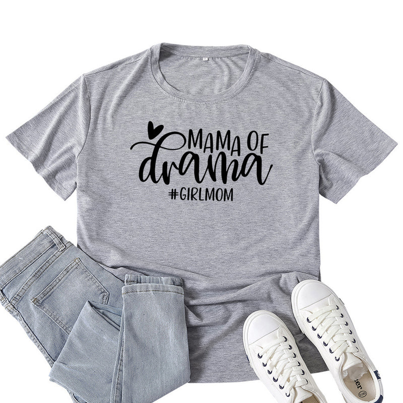 Boy Mama T Shirt Mama of Drama Letter Print T-shirt