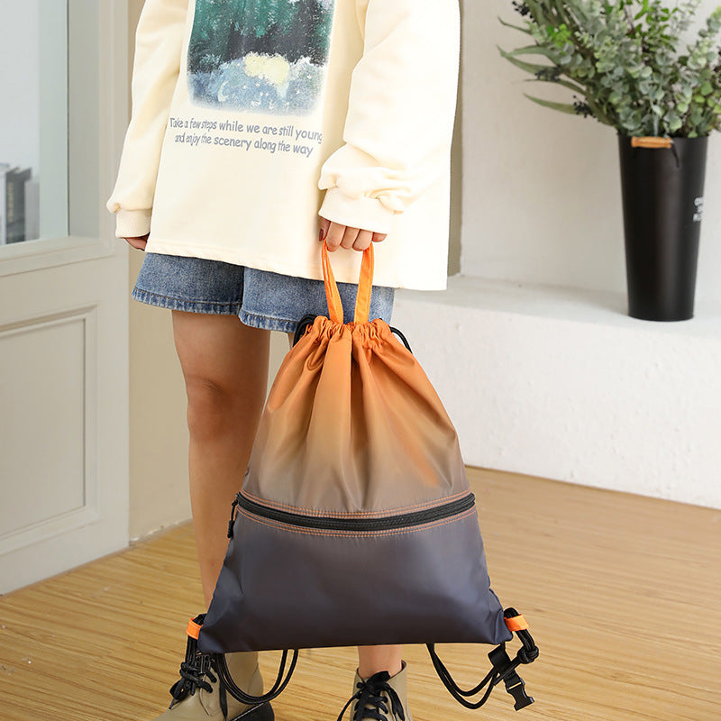 Drawstring Bag Gradient Color Sports Waterproof Drawstring Backpack