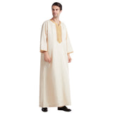Mens Thobes Eight-Quarter Sleeve Embroidered Robe