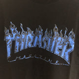 Thrasher T Shirt Thrasher Blue Ghost Flame Loose Short Sleeve Fall Winter Couples