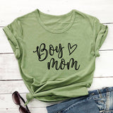 Boy Mama Hoodie Mother's Day Boy Mom Letter Heart Printing round Neck T-shirt