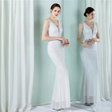 Sequin Evening Dress Long Style Long Sleeve Sequined Queen Fishtail Skirt