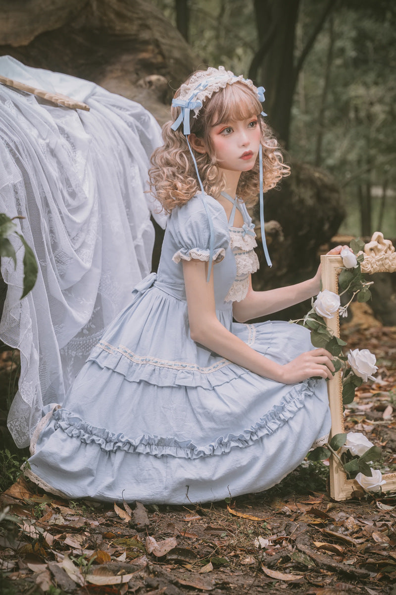 Gothic Lolita Harajuku Style Clothing Lolita Japanese Style Soft Girl Short Sleeve Op Dress