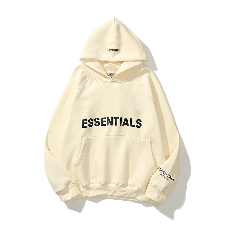 Fog Fear Of God Essentials Hoodie Tops Autumn and Winter Double Line ThreeDimensional Letter Print Sweatshirt Hoodie Men and Women FleeceLined Fear Of God