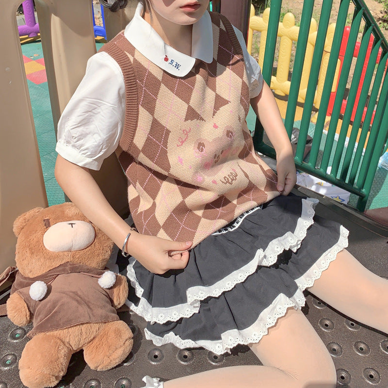 Gothic Lolita Harajuku Style Clothing Autumn New Love Bear Sweater Vest