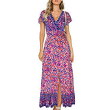 Beth Dutton Bohemian Dress Summer Spring Midi Dresses Summer Printed Dress Short Sleeve Beach Vacation Dress