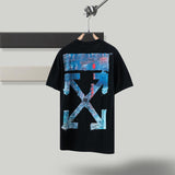 Off White T Shirt Ow Men's Owt Women's ShortSleeved Tshirt Cotton Back Arrow Round Neck Loose