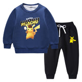 Children Pokemon Pikachu Hoodie & Pant Set Fleece Lined Padded Warm Keeping Winter Clothes Sweatershirt Suit