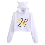 In Memory of Kobe Hoodie Kobe Peripheral Printing Casual Women Navel-Exposed Cat Ear Sweater