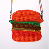 Pop Fidget Toys It Purse Hamburger Bag Pop It Children Coin Purse Silicone Messenger Bag Bubble Music