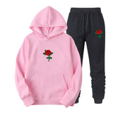 Black Rose Hoodie Men's and Women's Sports Sweater Pants Two-Piece Set