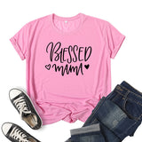 Boy Mama T Shirt Blessed Mama Printed Short Sleeve round Neck T-shirt