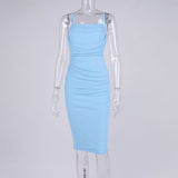 Bella Hadid Dress Sexy Mesh Fishbone Pleated Backless Slip Dress