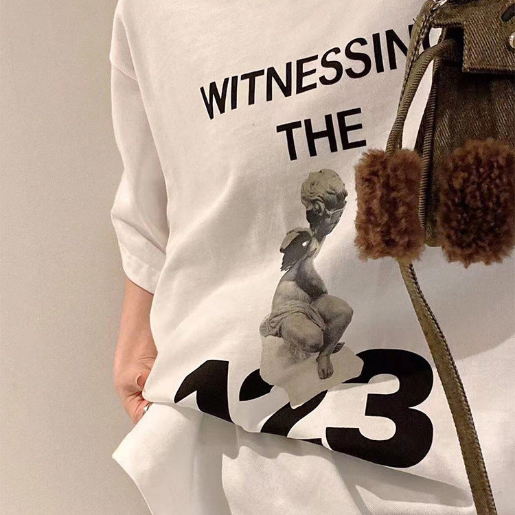 Present Angel T Shirt Foot of God Printed Loose Short Sleeve T-shirt