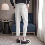 Men Trousers Casual Dark Print Casual Suit Pants