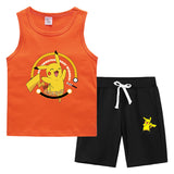 Children Pokemon Pikachu Tshirts & Shorts Vest Middle Pants Sports Casual Thin Two Pieces