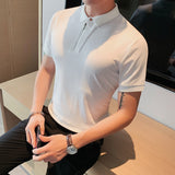 Men Short Sleeve T-shirt Casual Polo Collar T-shirt