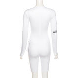 Fall Women's Clothing New Size Printed High Waist Tight Long Sleeve Casual Sports One-Piece Shorts for Women