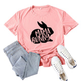 Boy Mama T Shirt Mama Bunny Pattern Printed Short Sleeve T-shirt