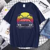 Back to the Future Costume Short Sleeve Letter Crew Neck Men's Printed T-shirt Loose