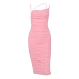 Bella Hadid Dress Mesh Pleats Suspender Dress