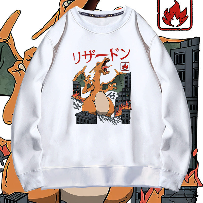 Men and Women Pokemon Pikachu Hoodie Pokémon Charmander Crew Neck Pullover Sweatshirt