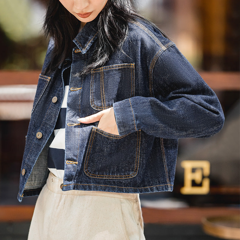 Denim Shirts Cotton Denim Jacket Loose Short Jacket for Women