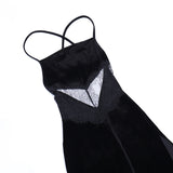 Kesha Black Dress Women's Autumn and Summer Lace Sexy Backless Stitching Dress