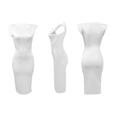 Solid Color Casual Sleeveless Padded Shoulder Slim-Fit Sexy Dress
