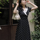 Women cottagecore Dress Summer Vintage Skirt V-neck Dress