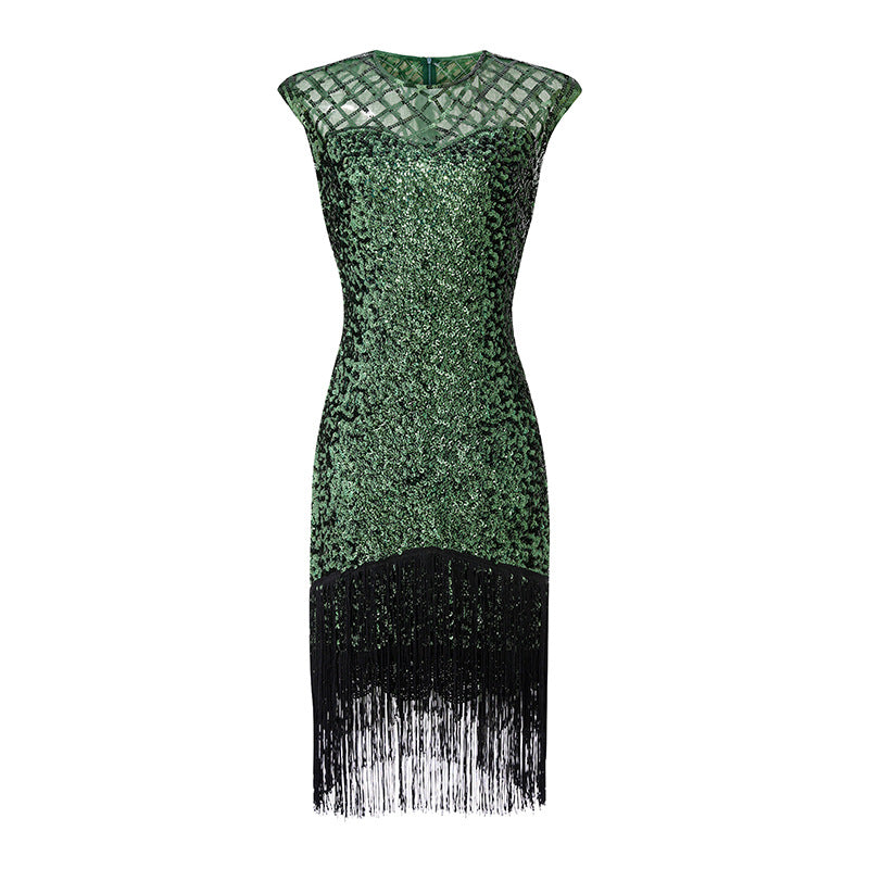 The Great Gatsby Daisy Dress Women's Sexy Dress Fashion plus Size Pure Color Sequins