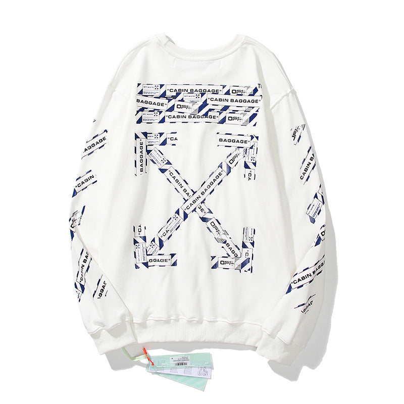 Off White Sweatshirts Long Sleeve round Neck Neck Sweater for Men and Women
